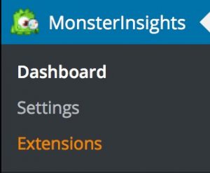 WordPress Menü des MonsterInsights Plugins
