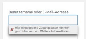 Login-Formular mit Firefox-Warnhinweis